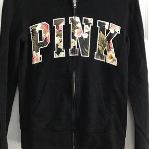 PINK Hoodie Sweatshirt Black XS